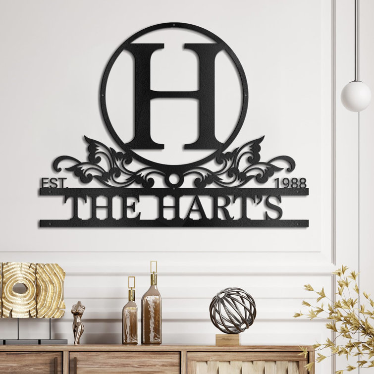 Custom Metal Signs Metal Name Sign Metal Wall Art Split Letter Monogram Wall Decor Year Last Name Sign Family Name Sign Personalized Wedding Gift Fire